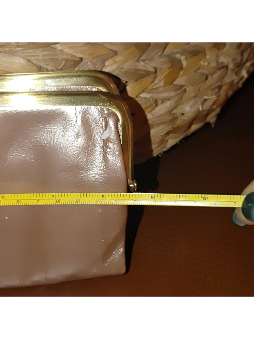 Hobo Metallic Wallet Clutch Kisslock Lauren Cameo Leather Double Frame Brass - Picture 4 of 13